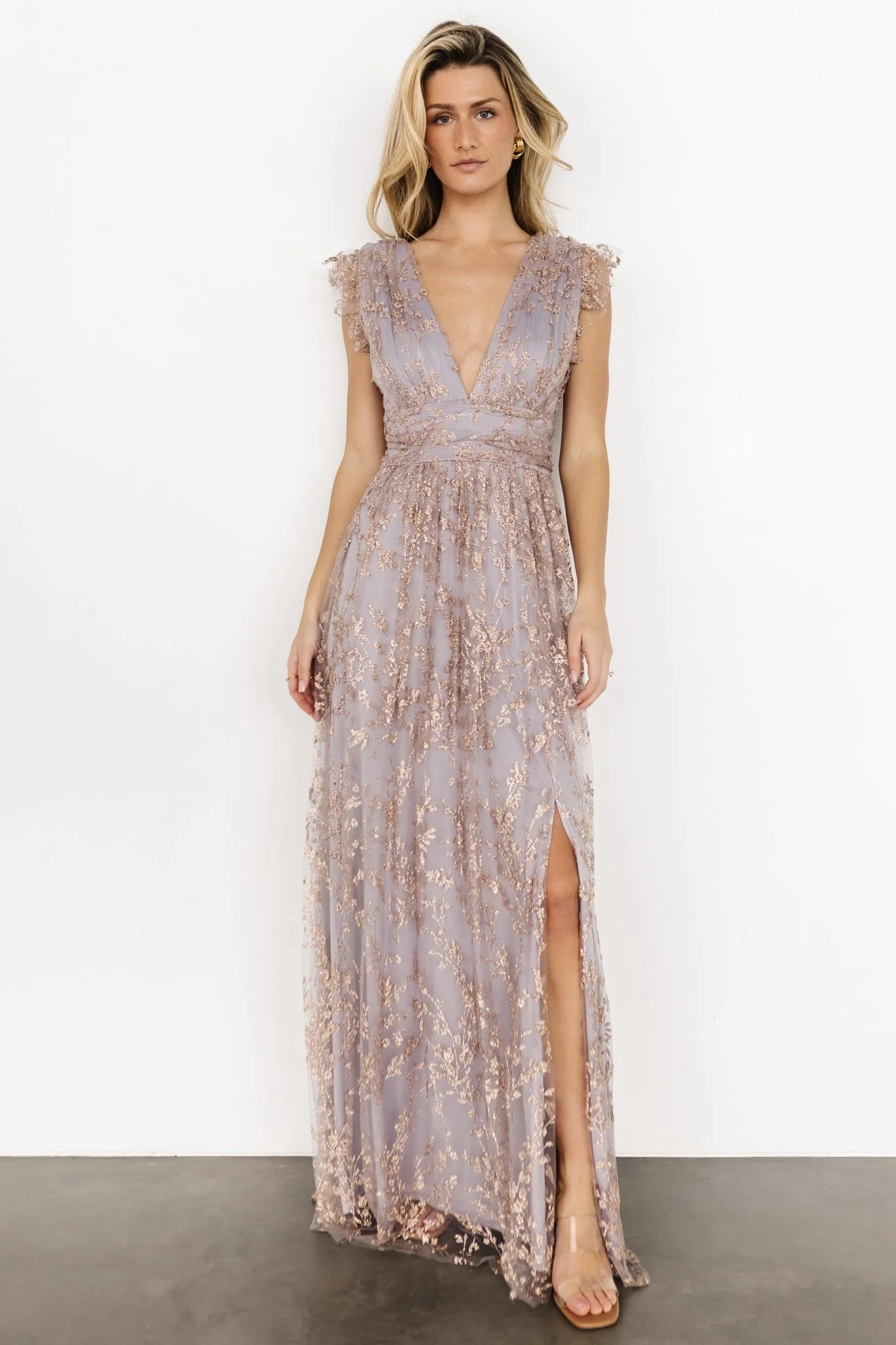 Arlene Shimmer Gown | Dusty Lilac + Rose - Meetpaco