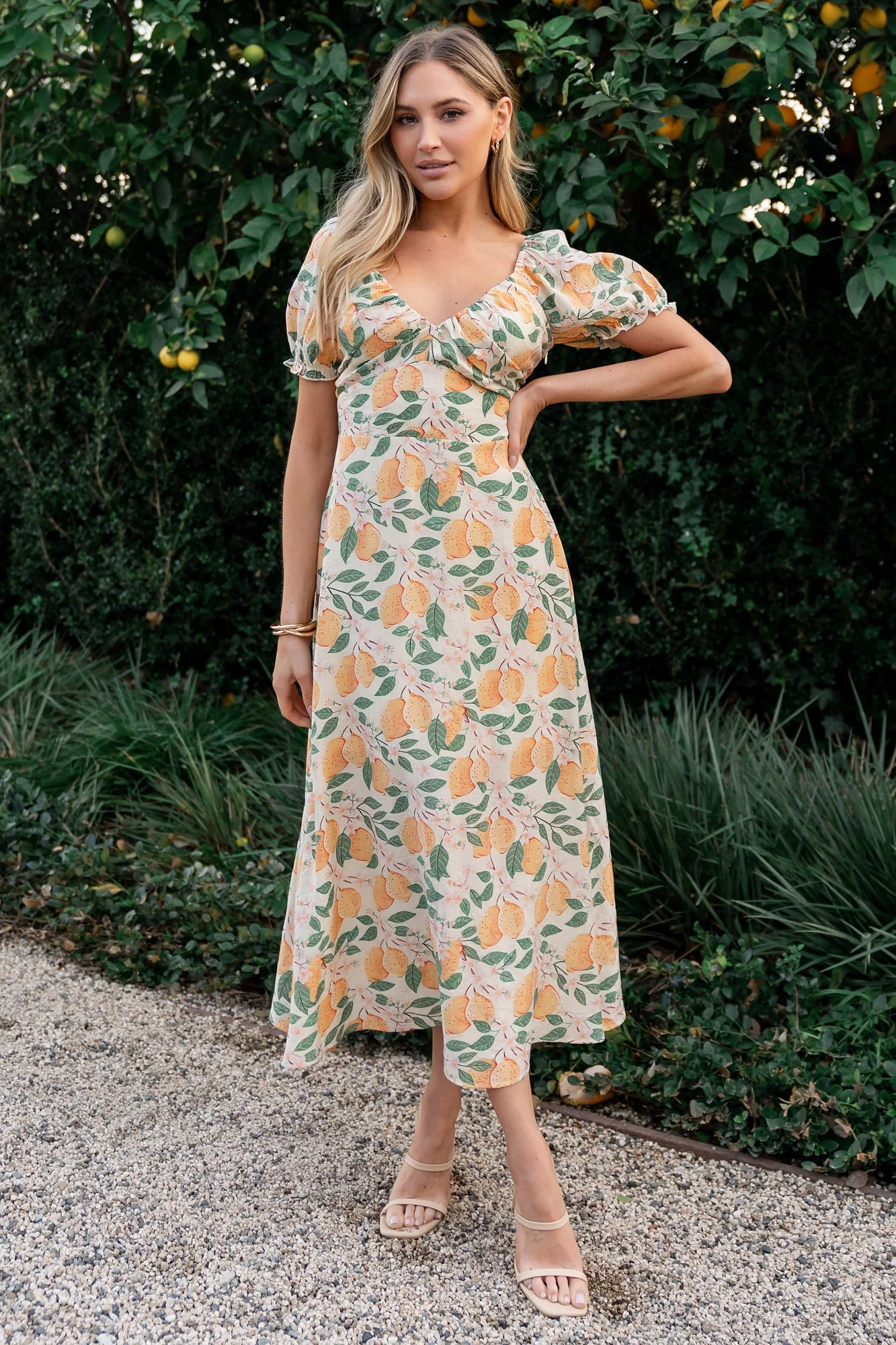 Amalfi Midi Dress | Lemon Print - Meetpaco