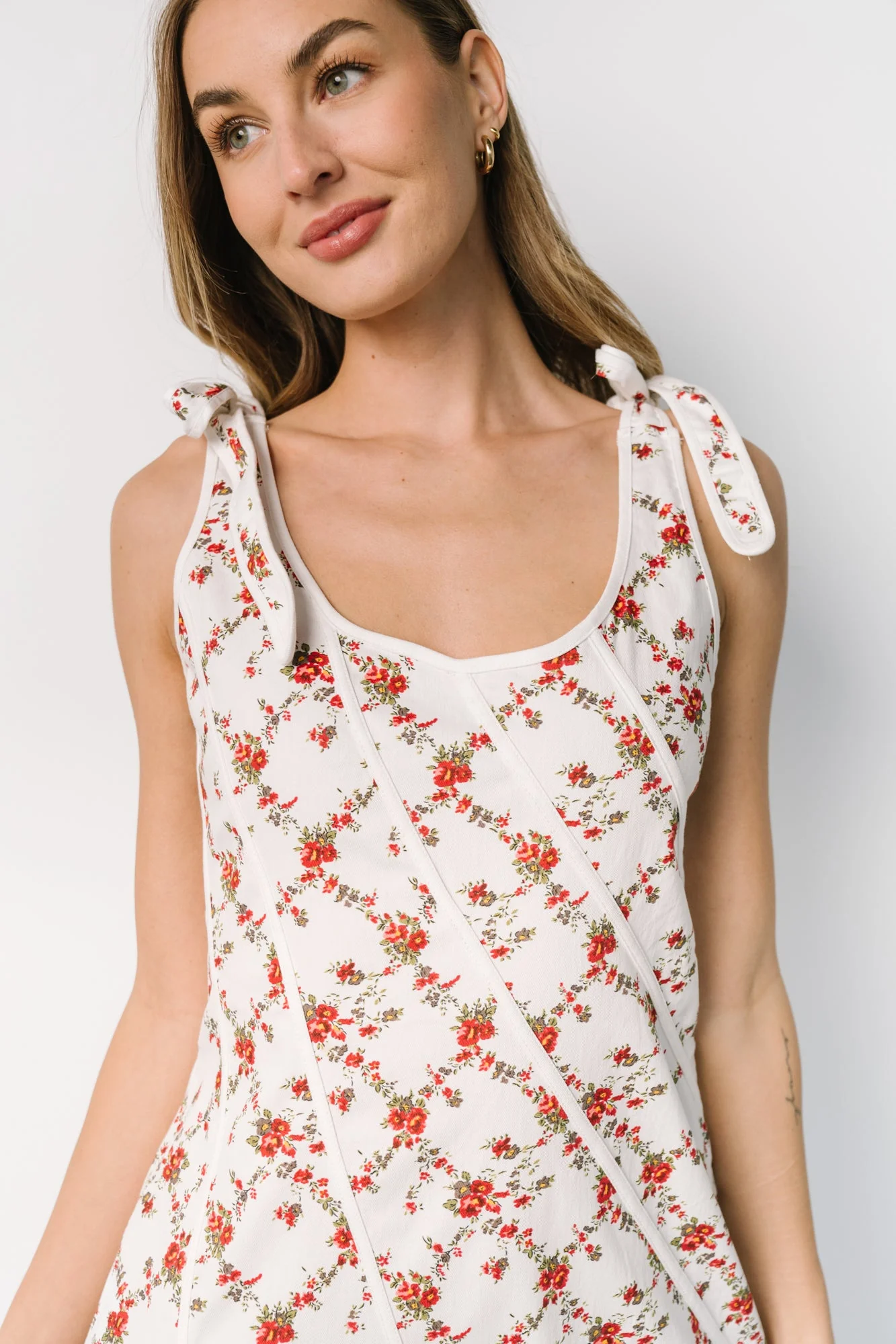 Isla Tank Dress | Off White + Red Floral - Meetpaco