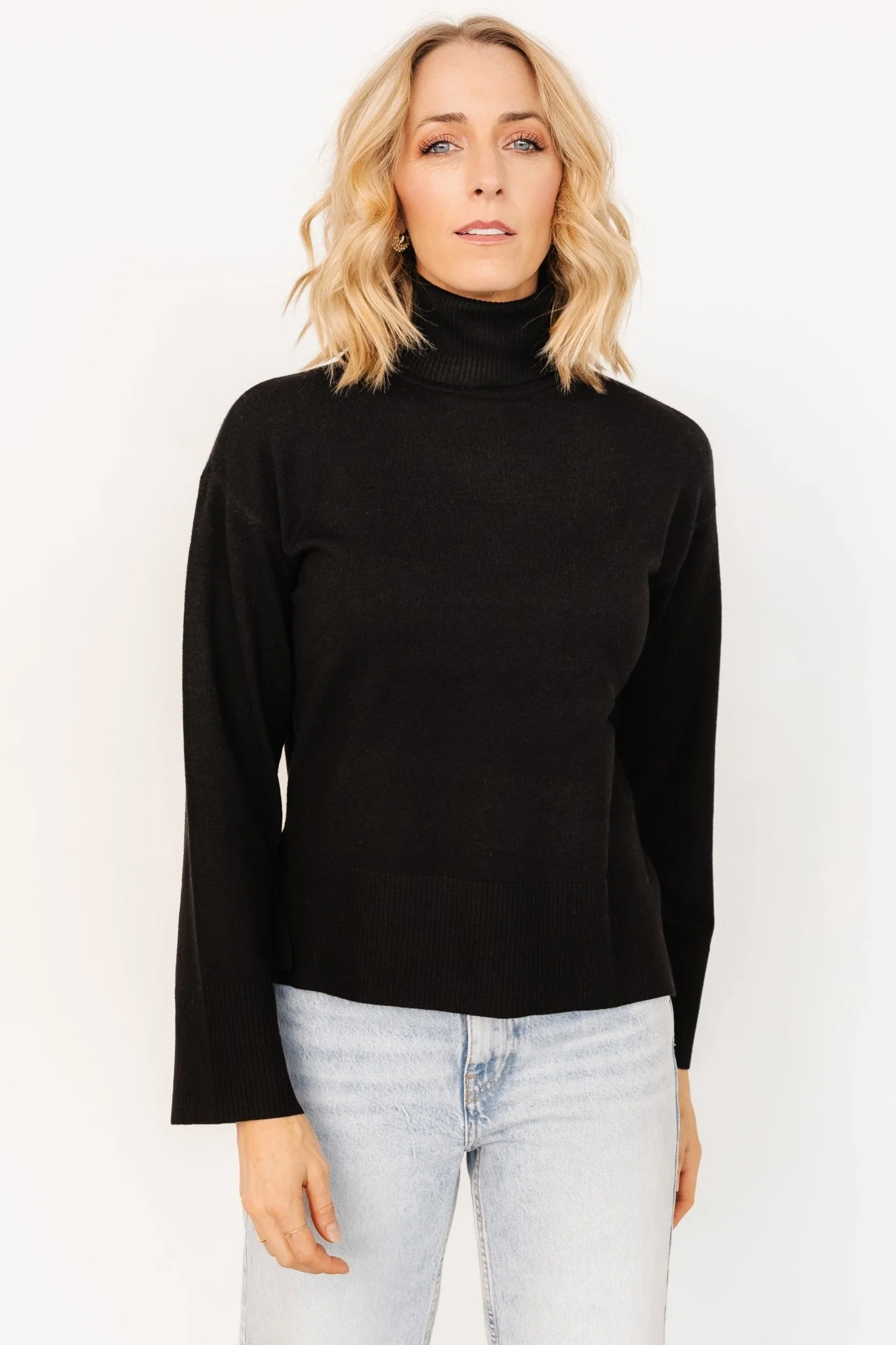 Irene Turtleneck Sweater Top | Black - Meetpaco