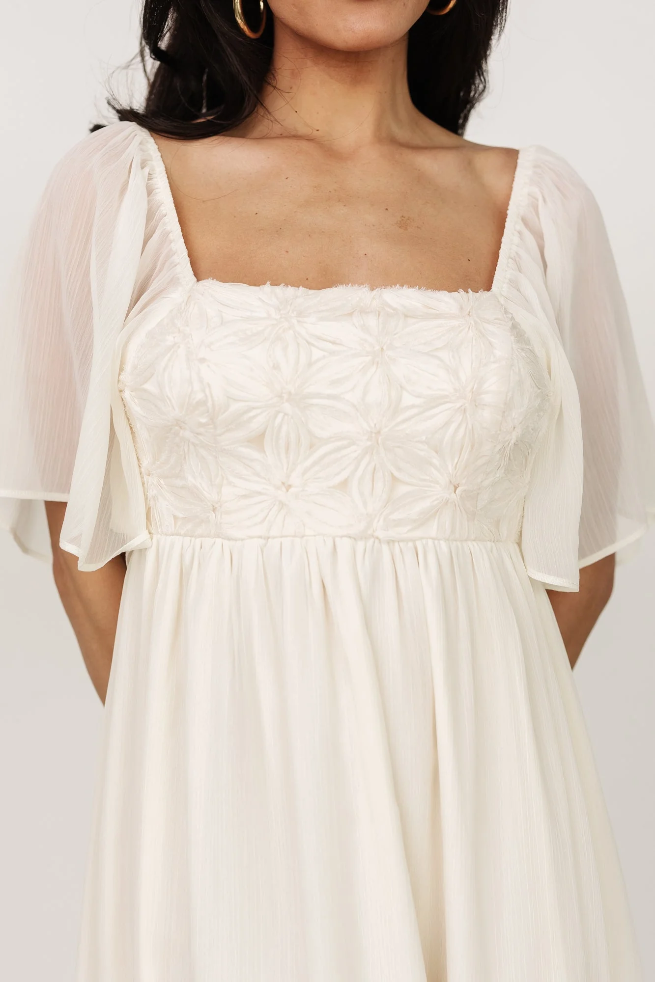Lilith Applique Midi Dress | Cream - Meetpaco