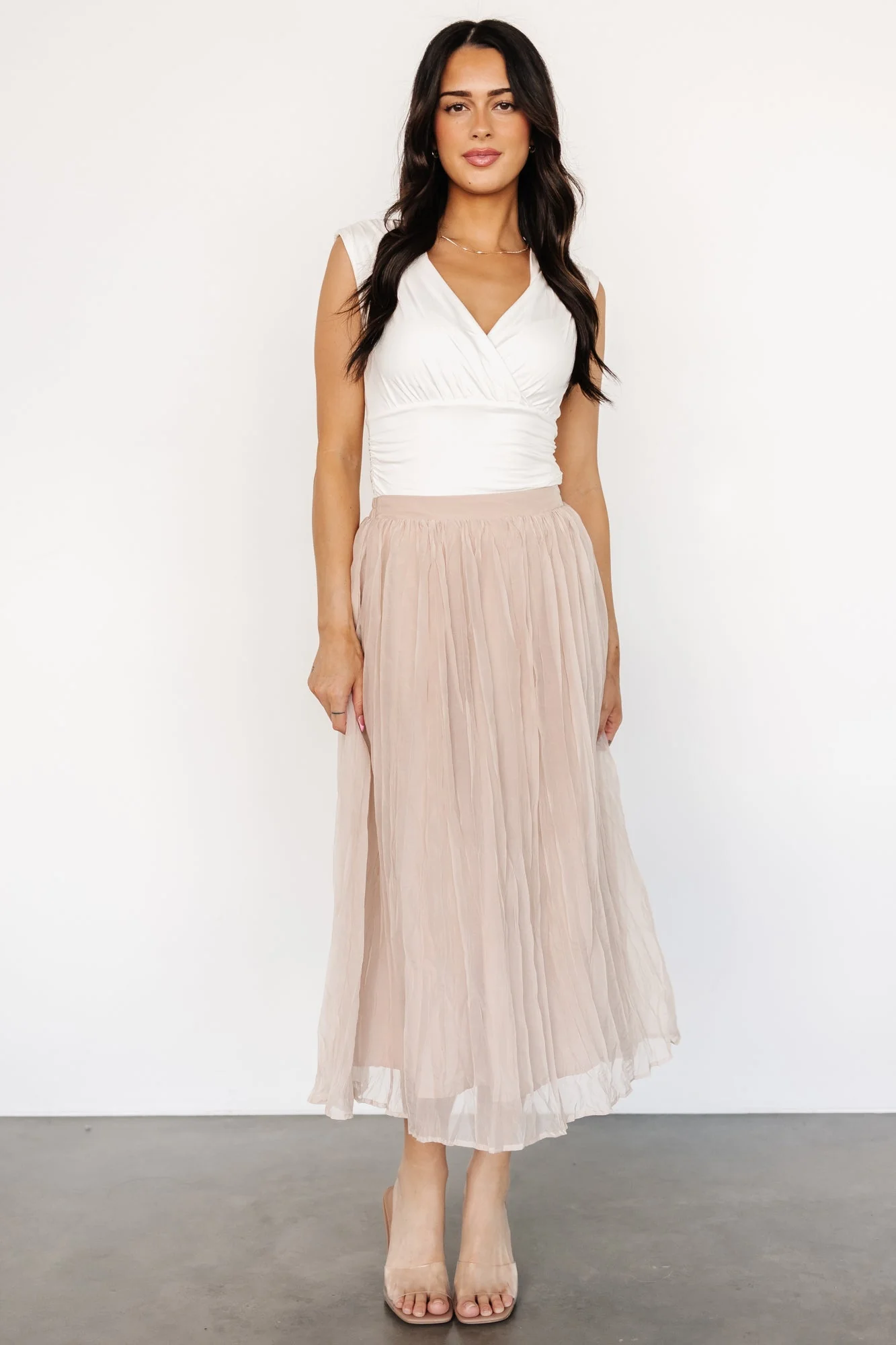 Cyra Midi Skirt | Natural - Meetpaco