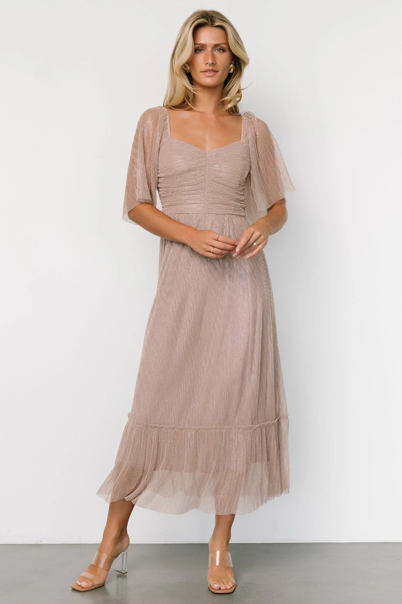 Elea Shimmer Dress | Vintage Rose - Meetpaco