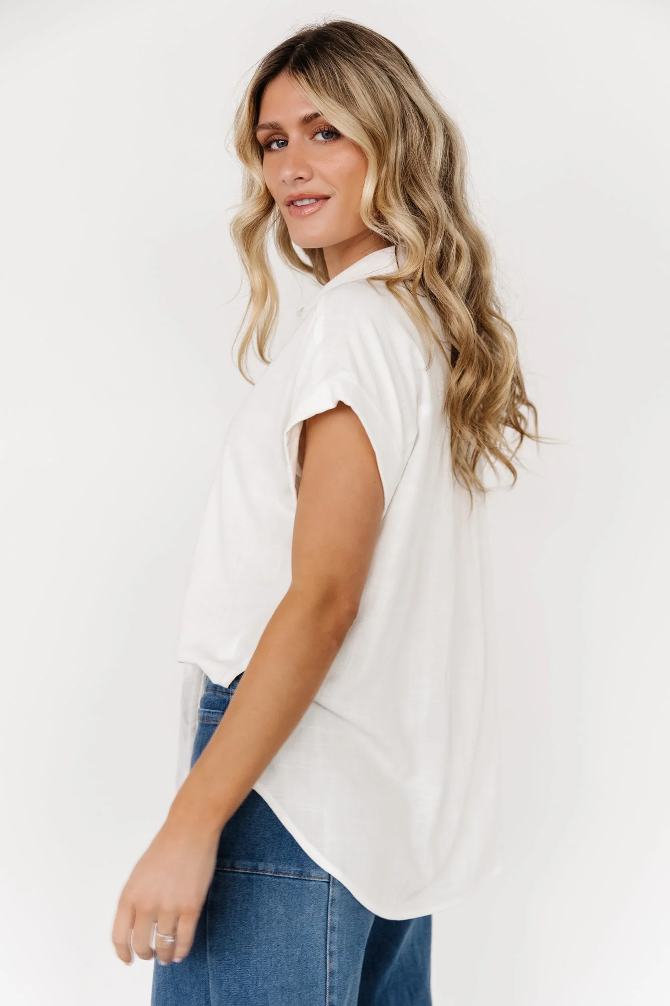 Clarke Button Up Top | Off White - Meetpaco