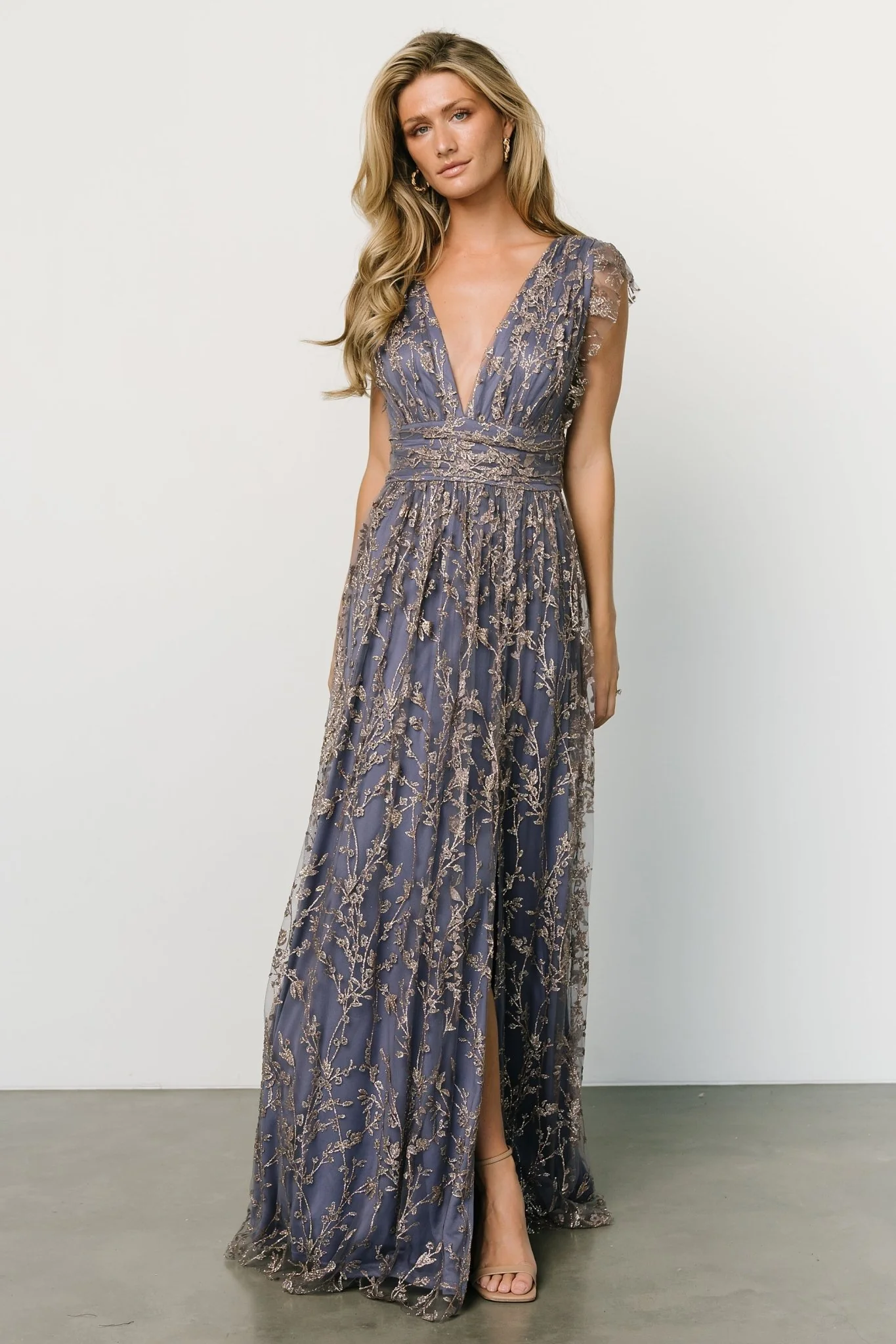 Arlene Shimmer Gown | Blue + Gold - Meetpaco