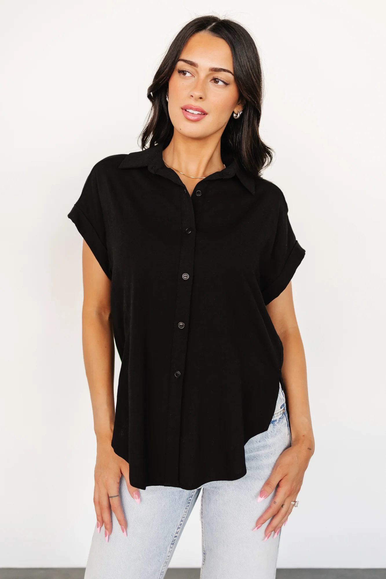 Clarke Button Up Top | Black - Meetpaco