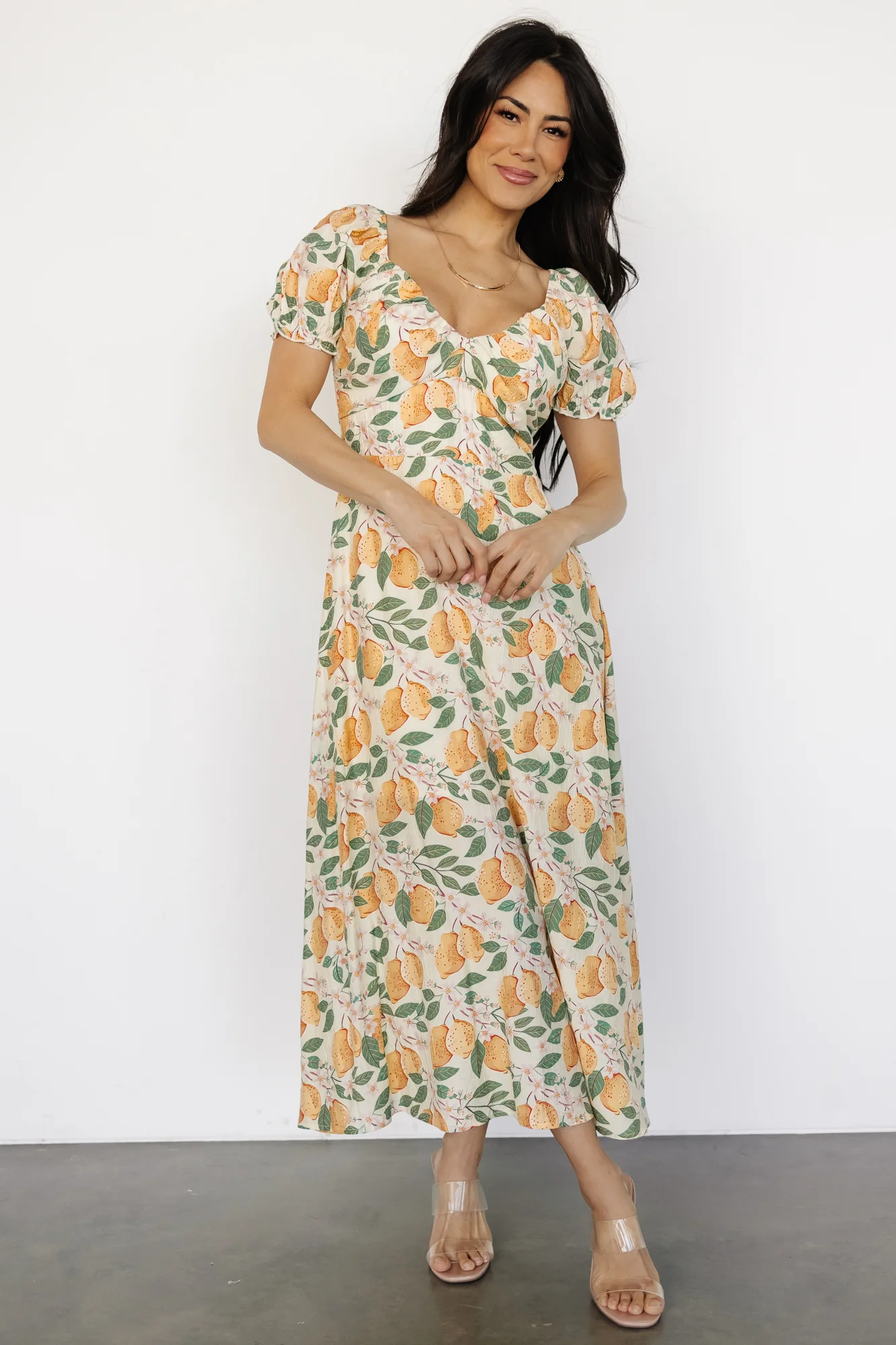Amalfi Midi Dress | Lemon Print - Meetpaco
