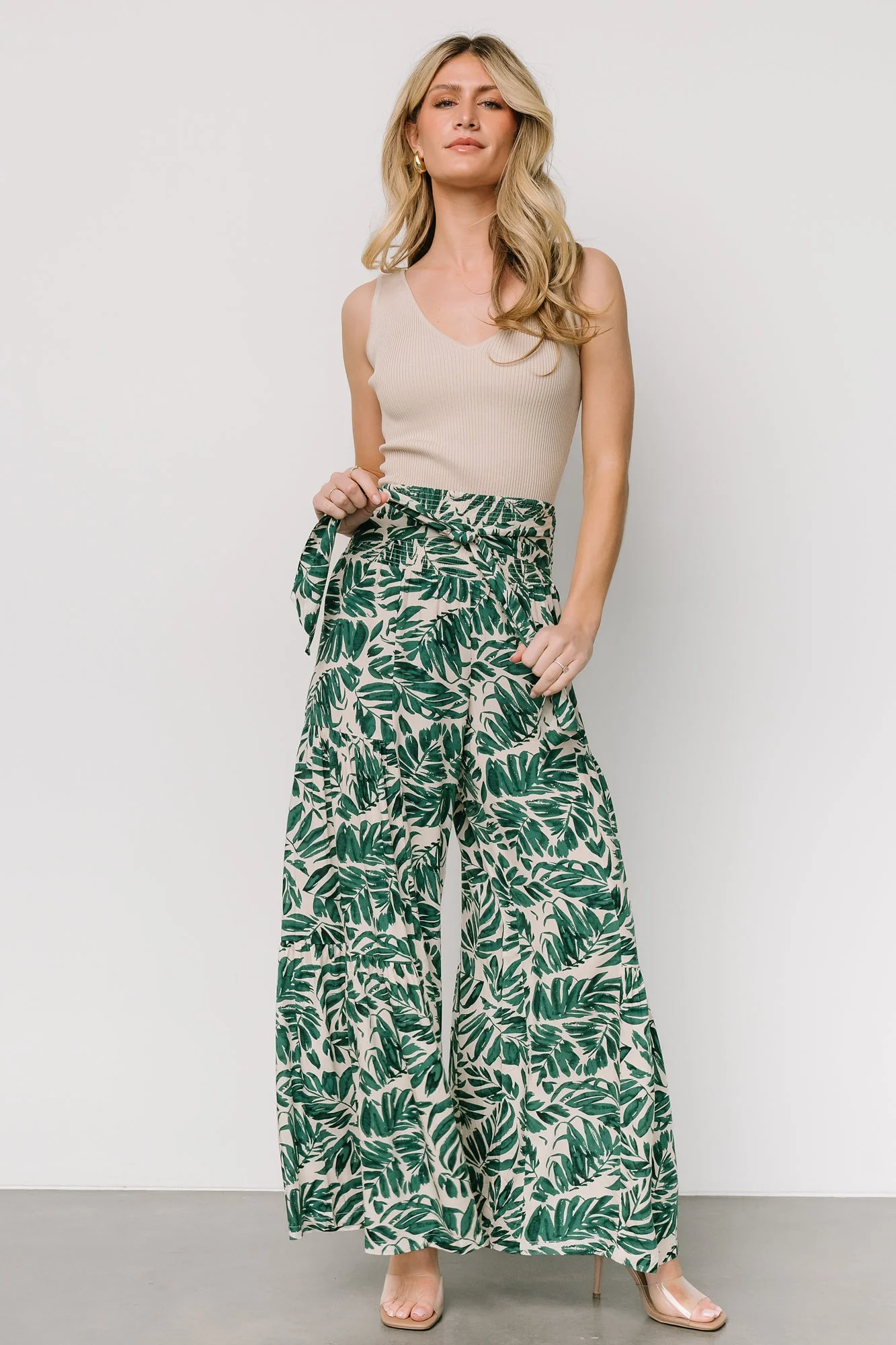 Monterey Pants | Green Print - Meetpaco