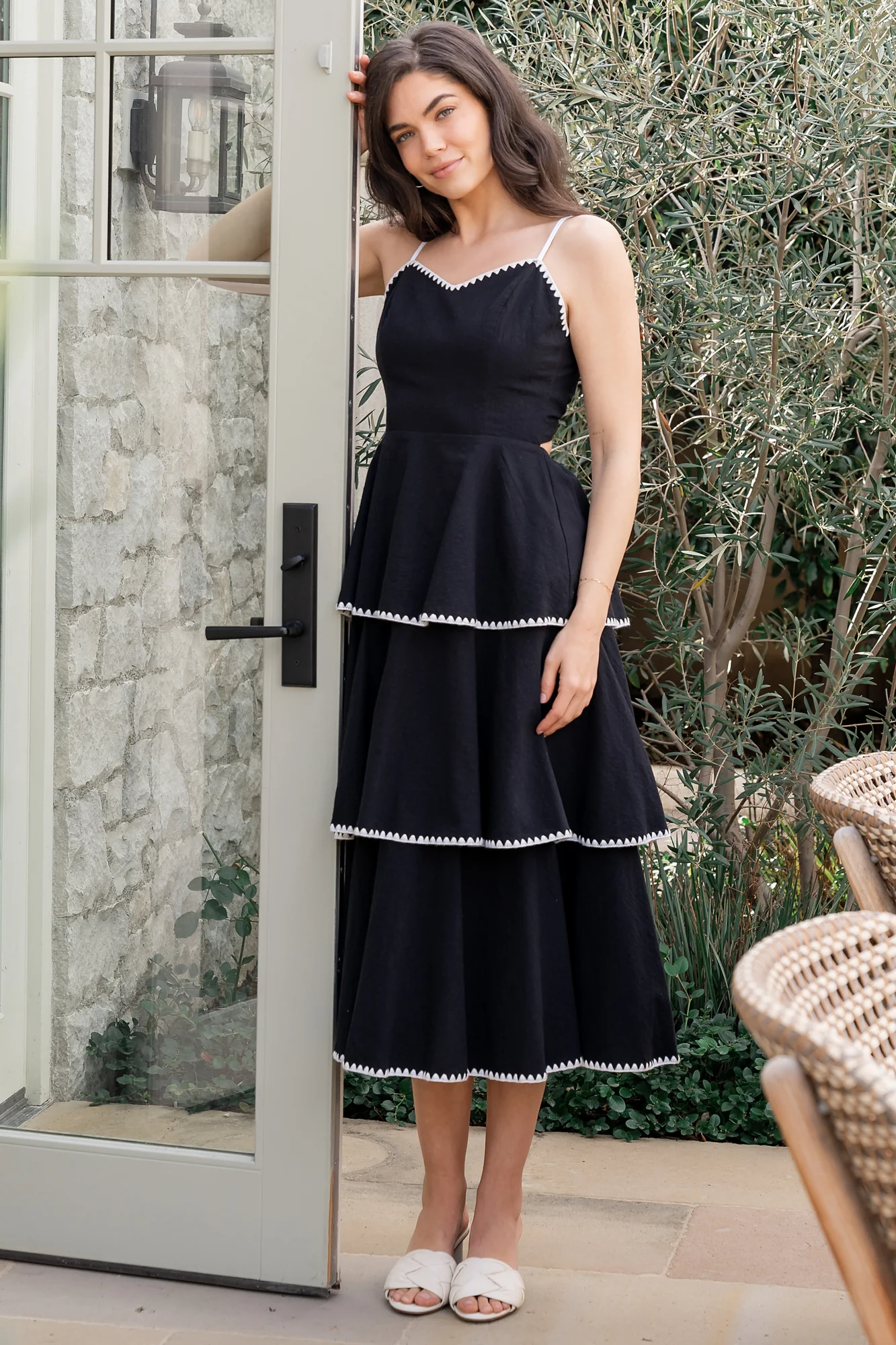 Odette Tiered Dress | Black + White - Meetpaco