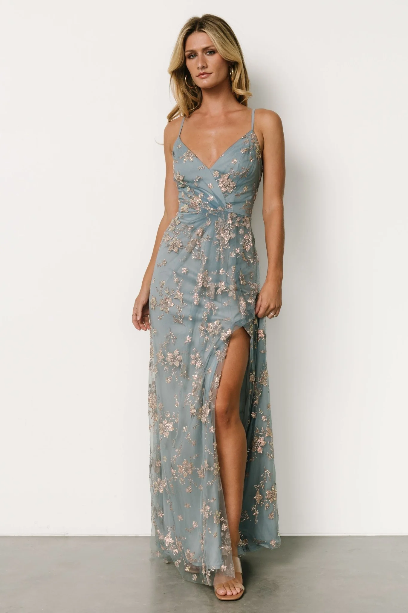 Marcia Sparkle Gown | Light Blue + Rose Gold - Meetpaco