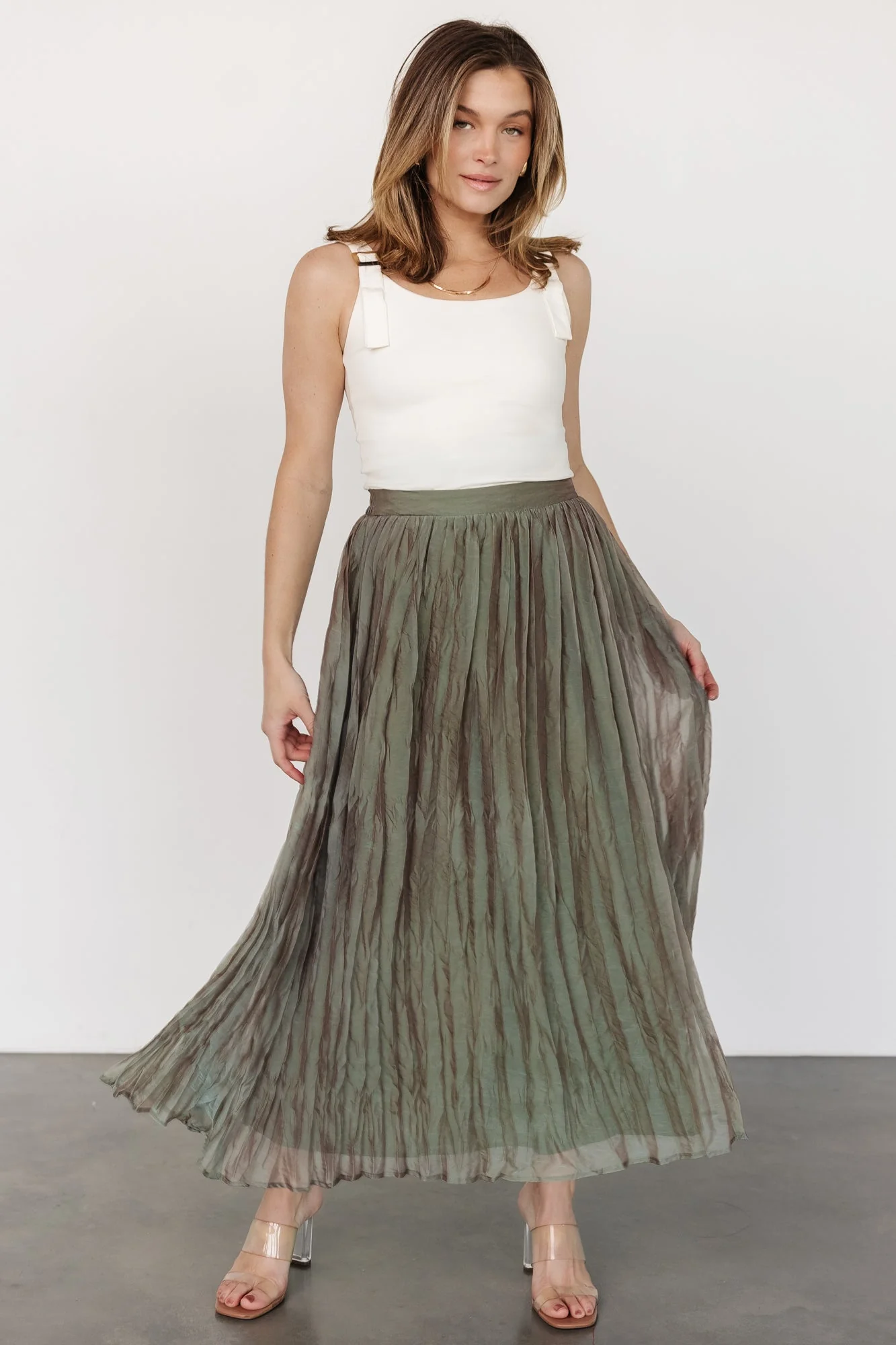 Cyra Midi Skirt | Sage - Meetpaco