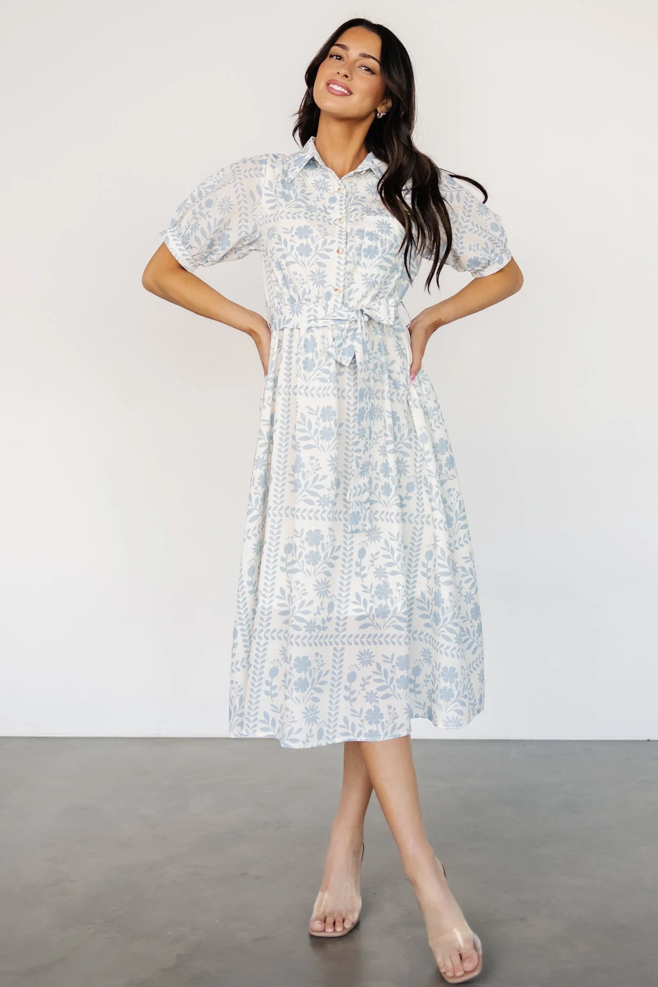 Jamila Midi Dress | Light Blue Floral - Meetpaco