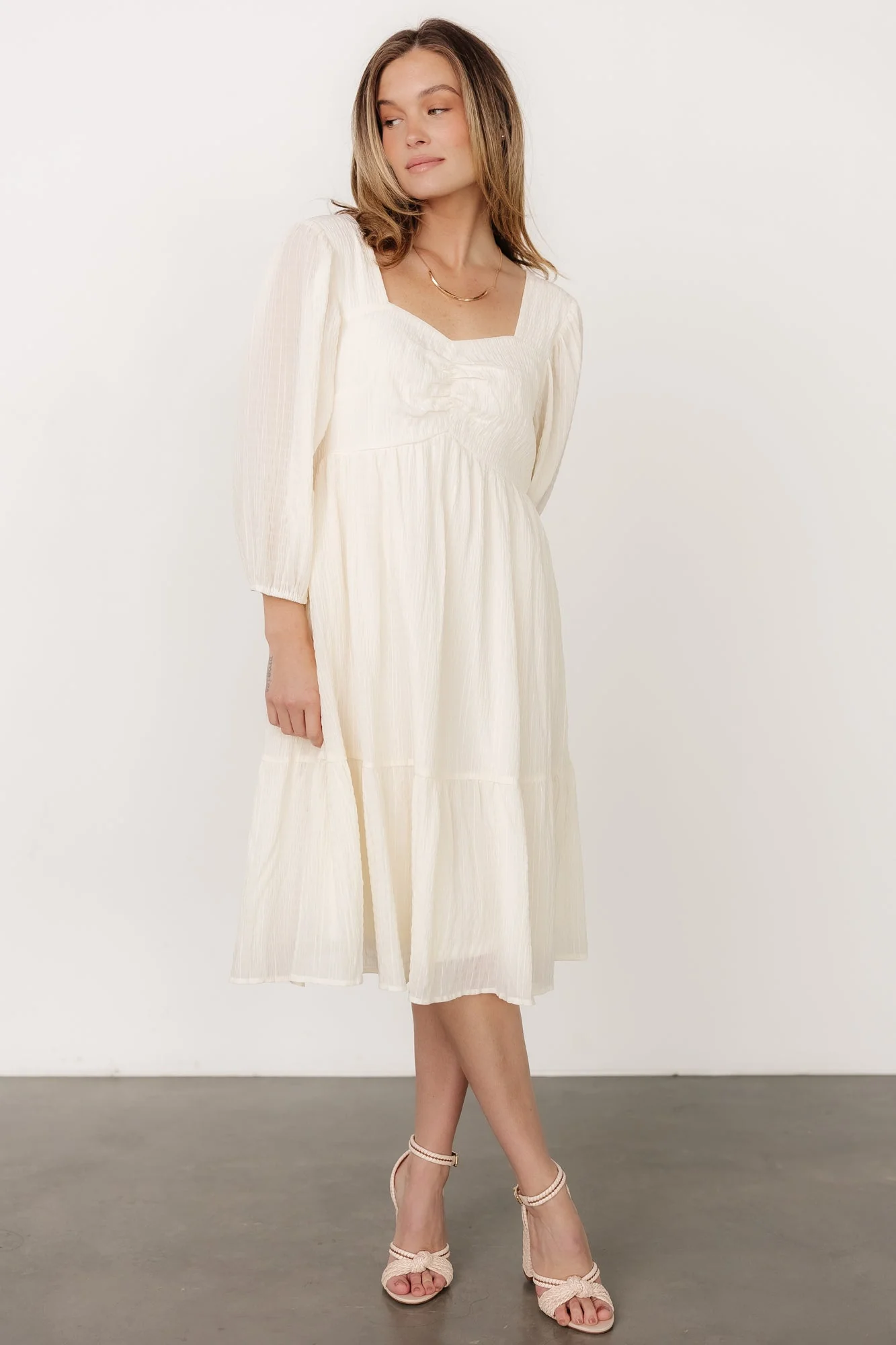Vaeda Midi Dress | Cream - Meetpaco