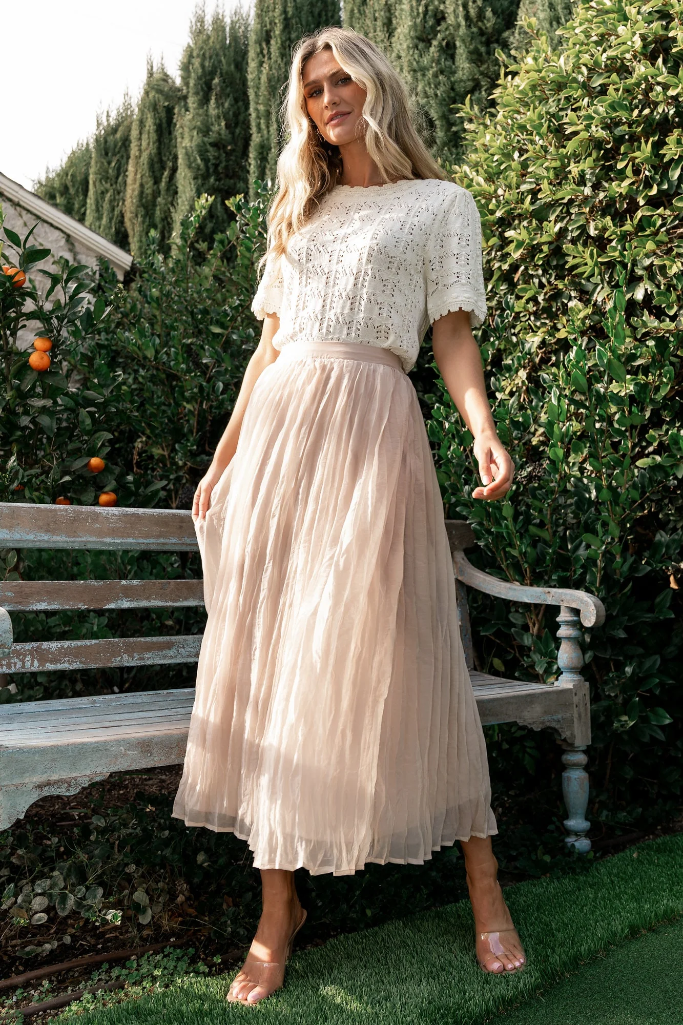 Cyra Midi Skirt | Natural - Meetpaco