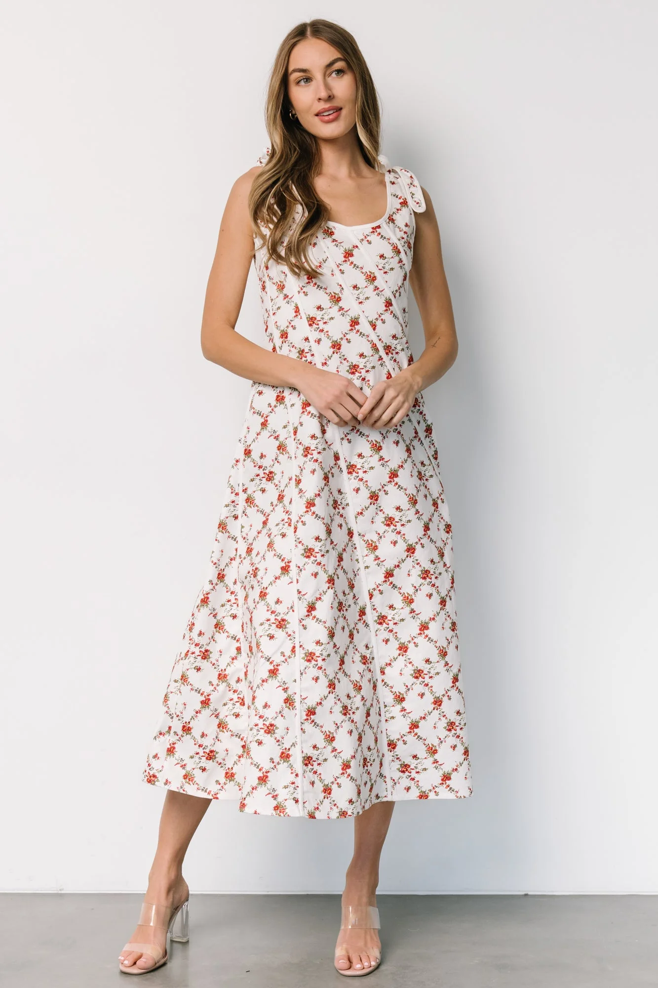 Isla Tank Dress | Off White + Red Floral - Meetpaco