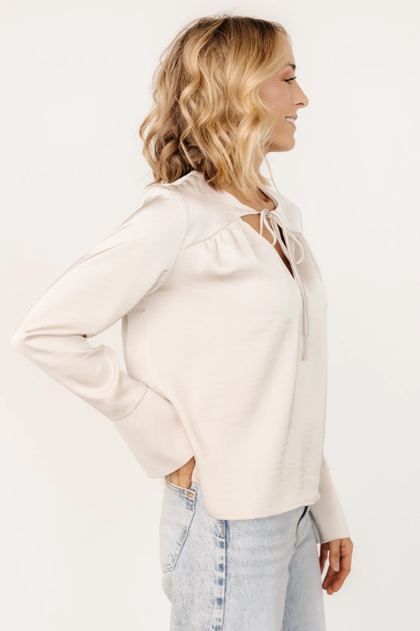 Westminster Satin Top | Pearl - Meetpaco