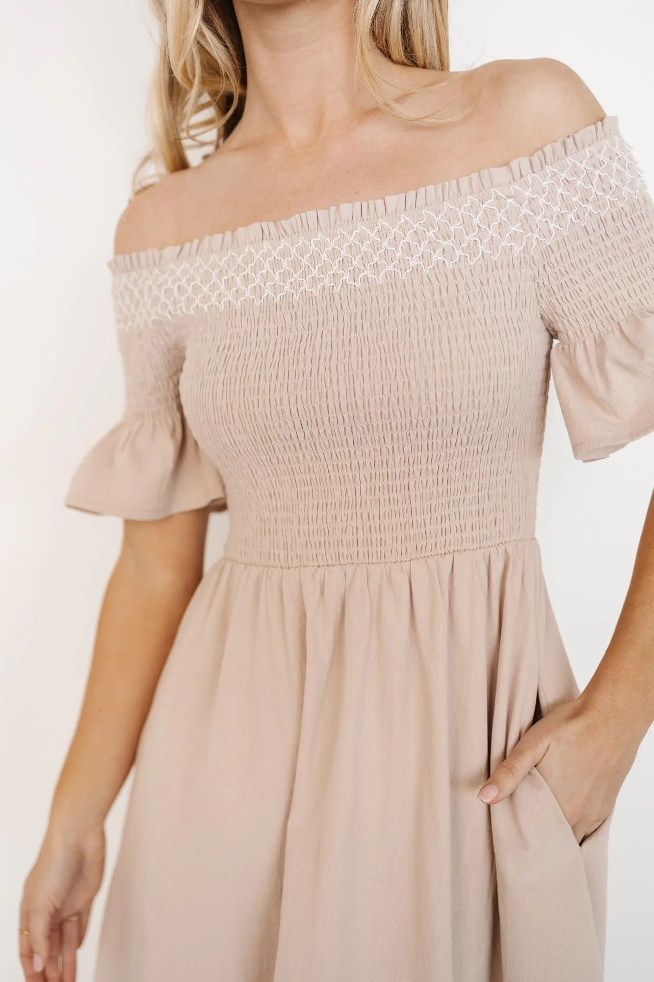 Jodi Off Shoulder Dress | Natural - Meetpaco