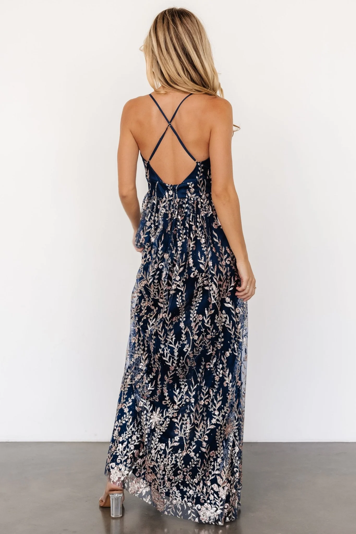 Anisa Shimmer Gown | Navy + Rose - Meetpaco