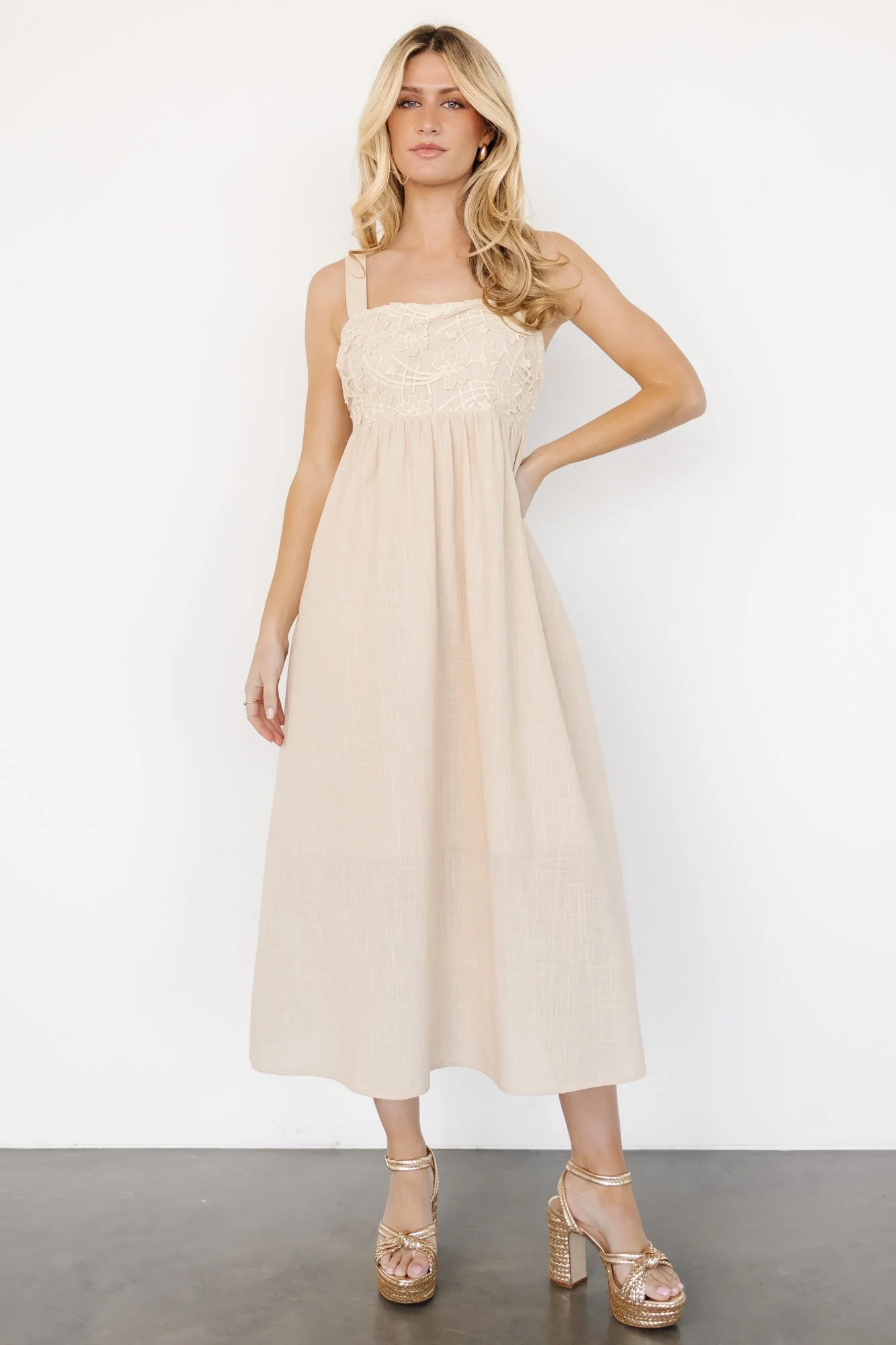 Mia Tie Back Dress | Natural - Meetpaco