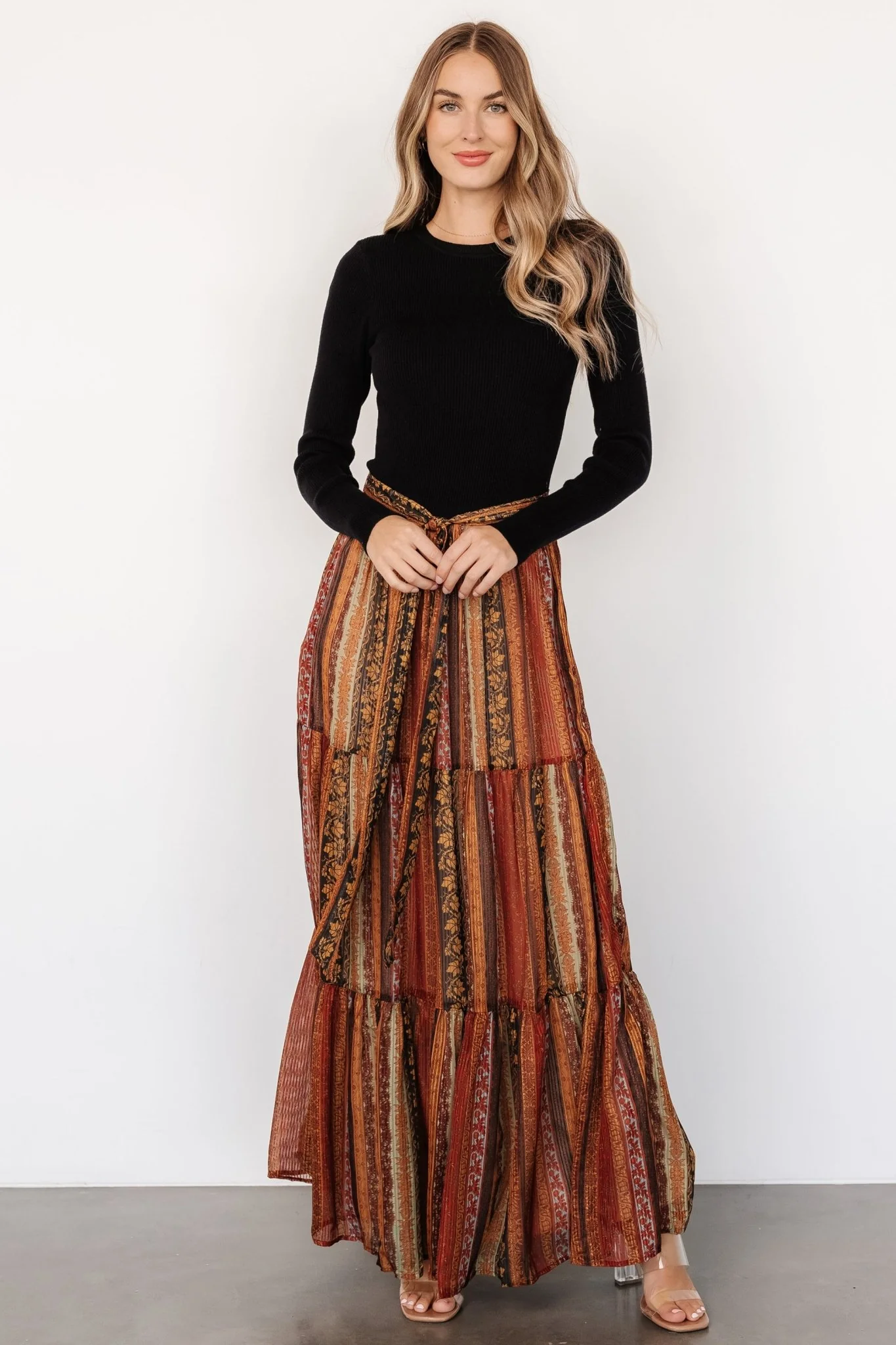 Emryn Sweater Dress | Black + Multi Print - Meetpaco