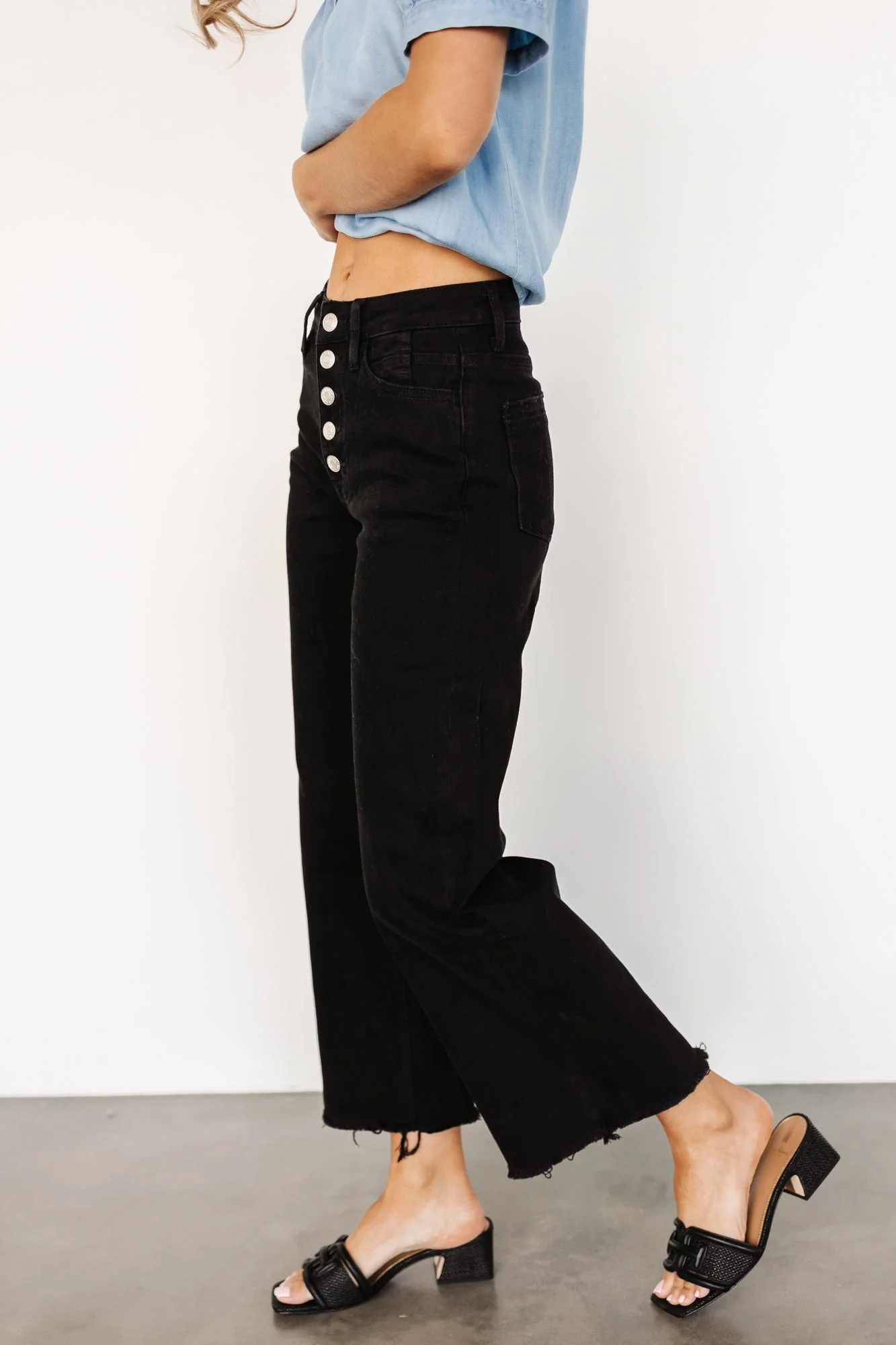 Georgie High Rise Wide Leg Jeans | Black - Meetpaco