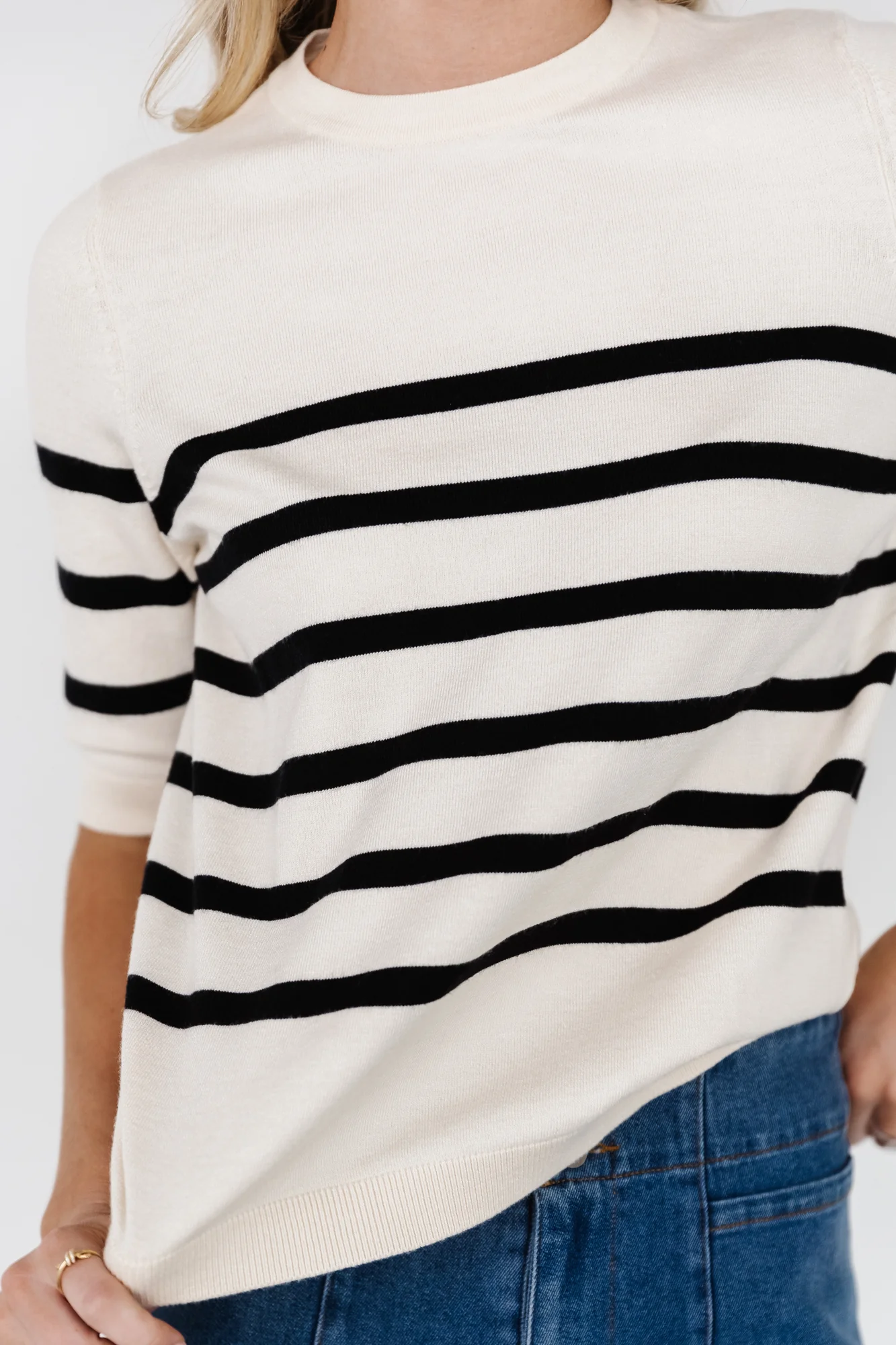 Huntington Striped Top | Cream + Black - Meetpaco