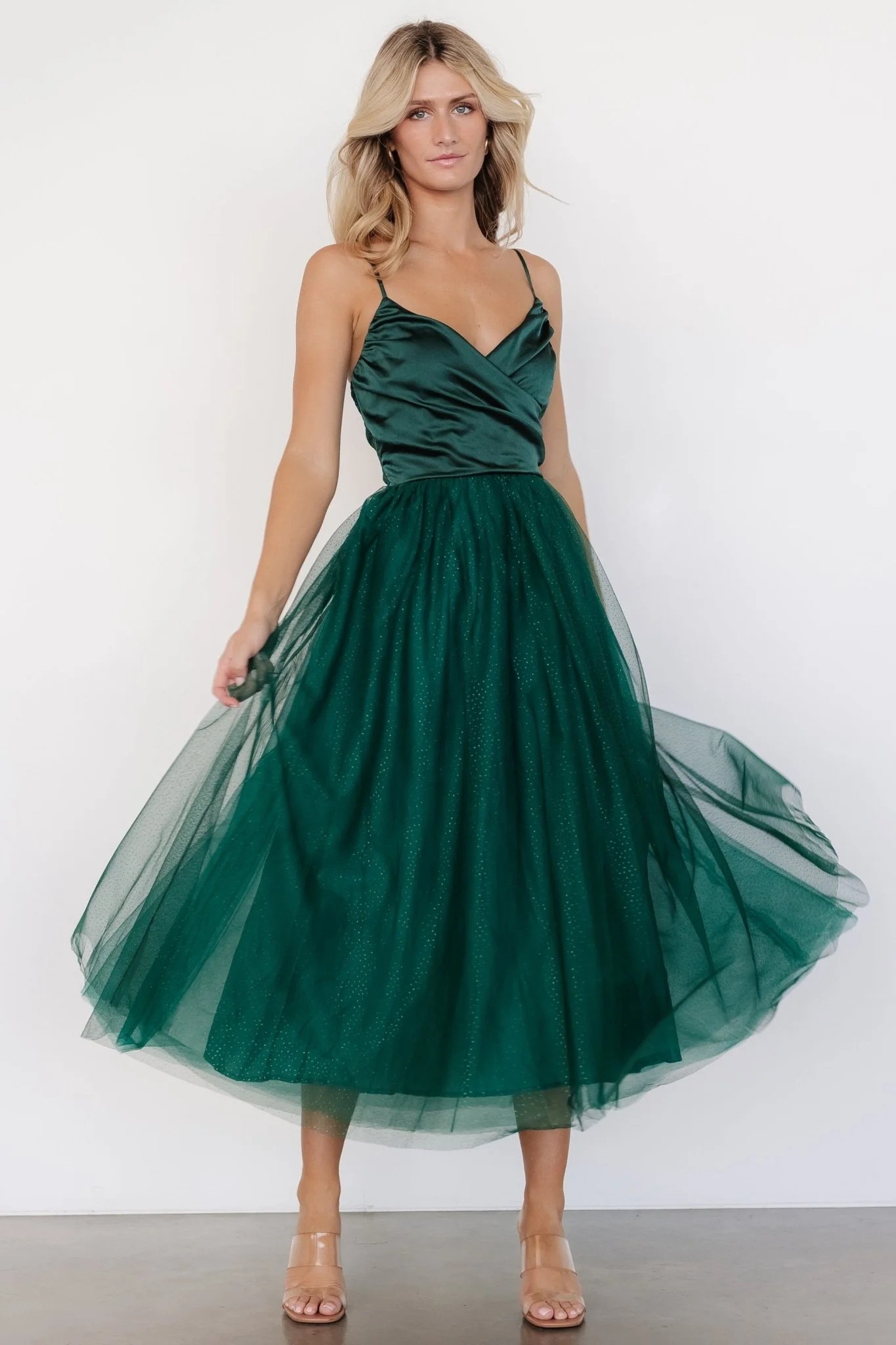 Shonda Sparkle Midi Dress | Emerald - Meetpaco