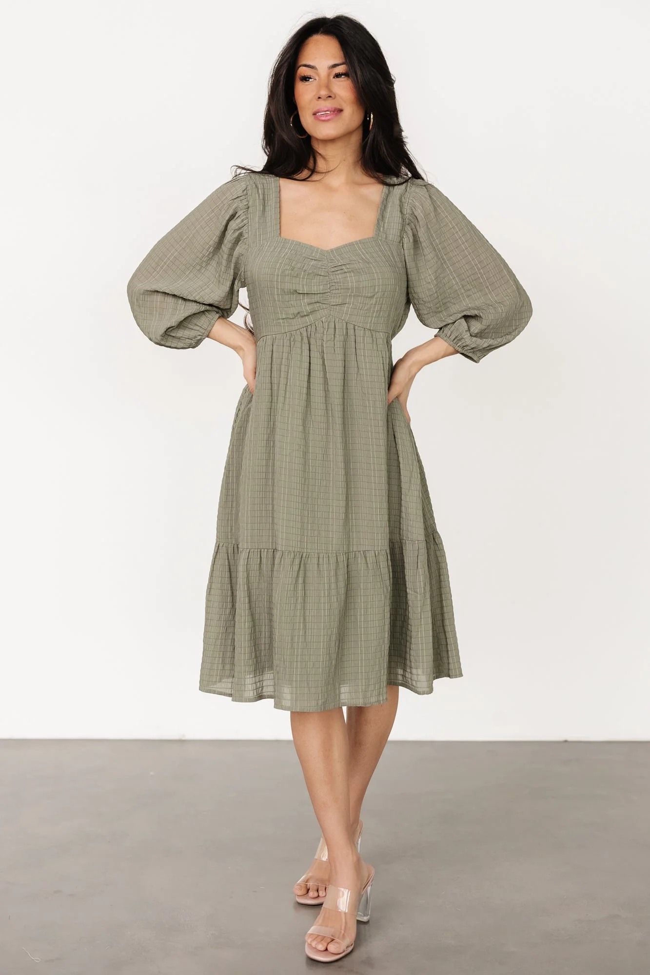 Vaeda Midi Dress | Olive - Meetpaco