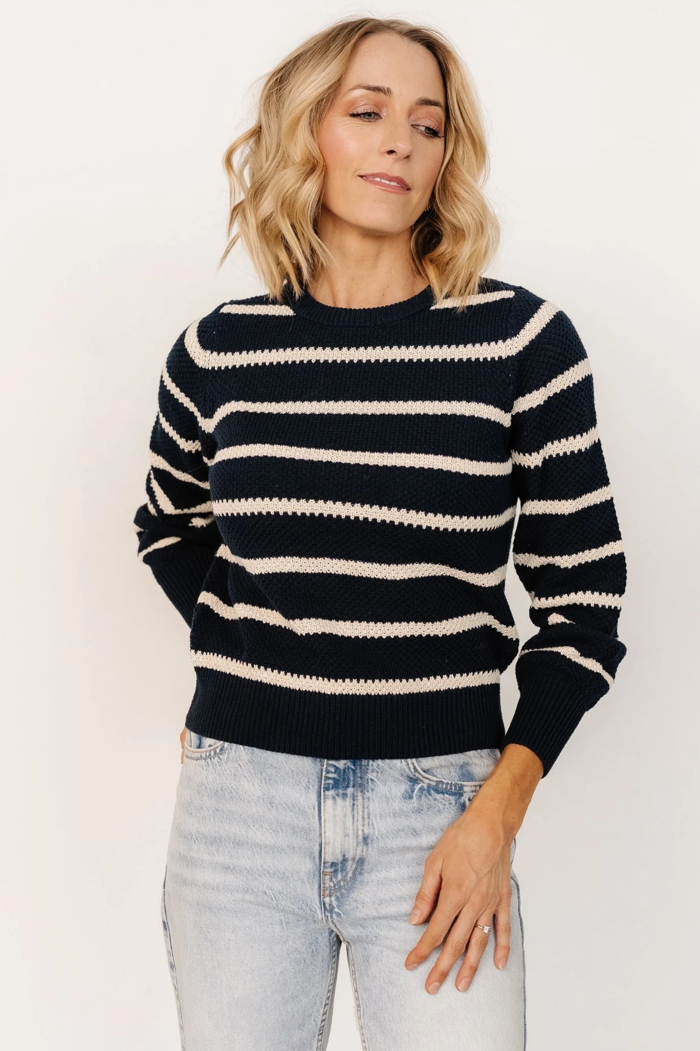 Rianne Knit Sweater | Navy + Cream Stripe - Meetpaco