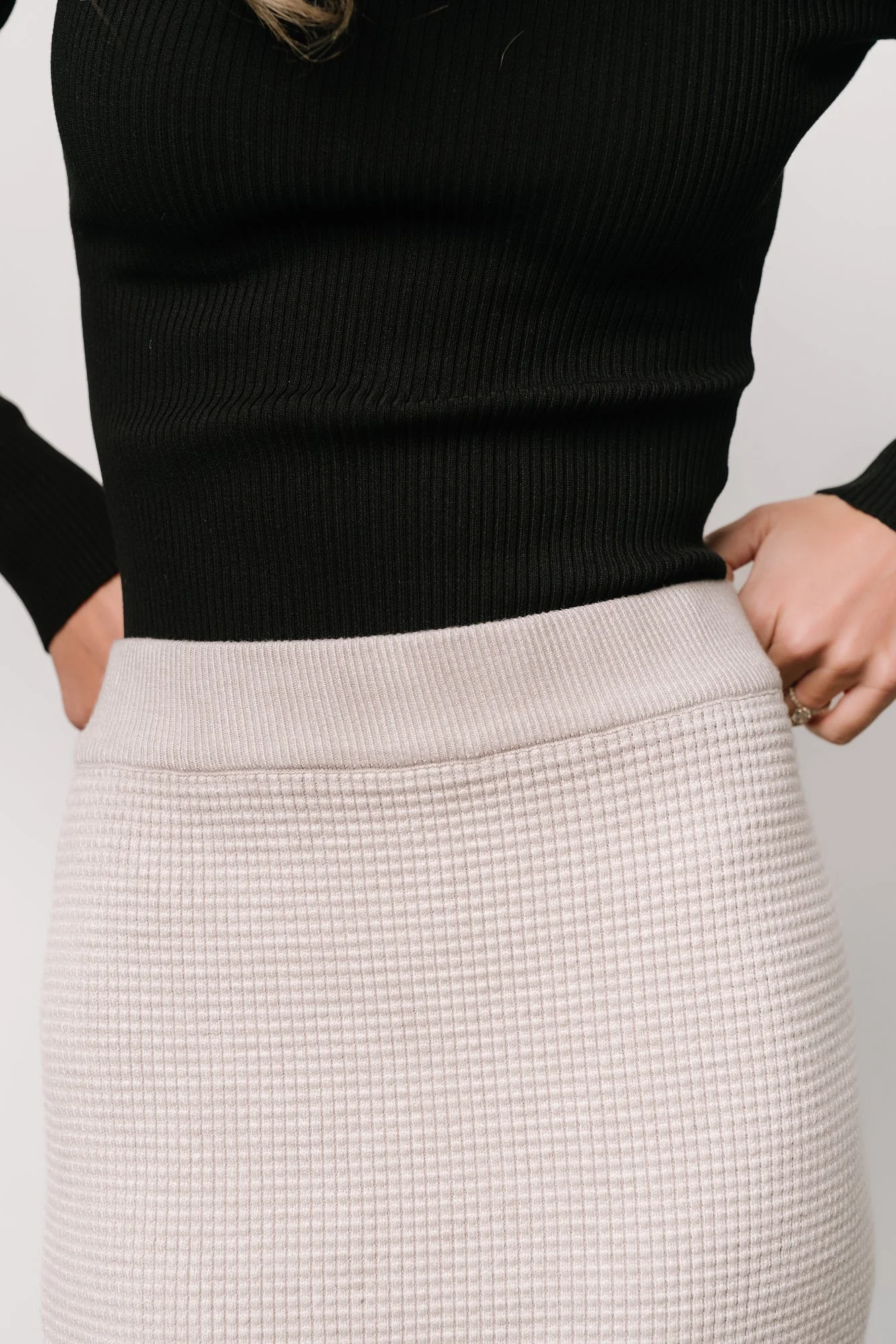 Carey Waffle Midi Skirt | Taupe - Meetpaco