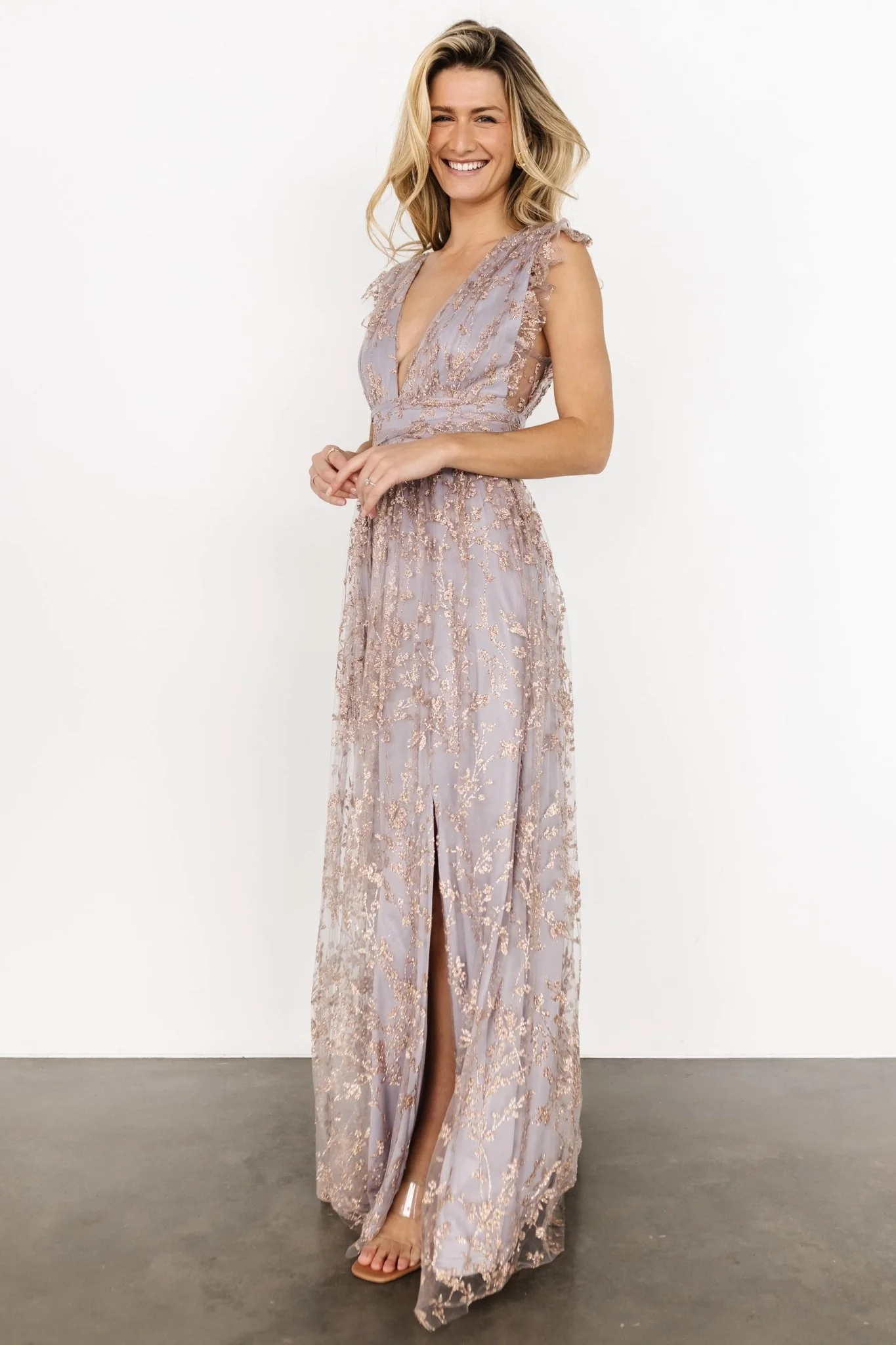 Arlene Shimmer Gown | Dusty Lilac + Rose - Meetpaco