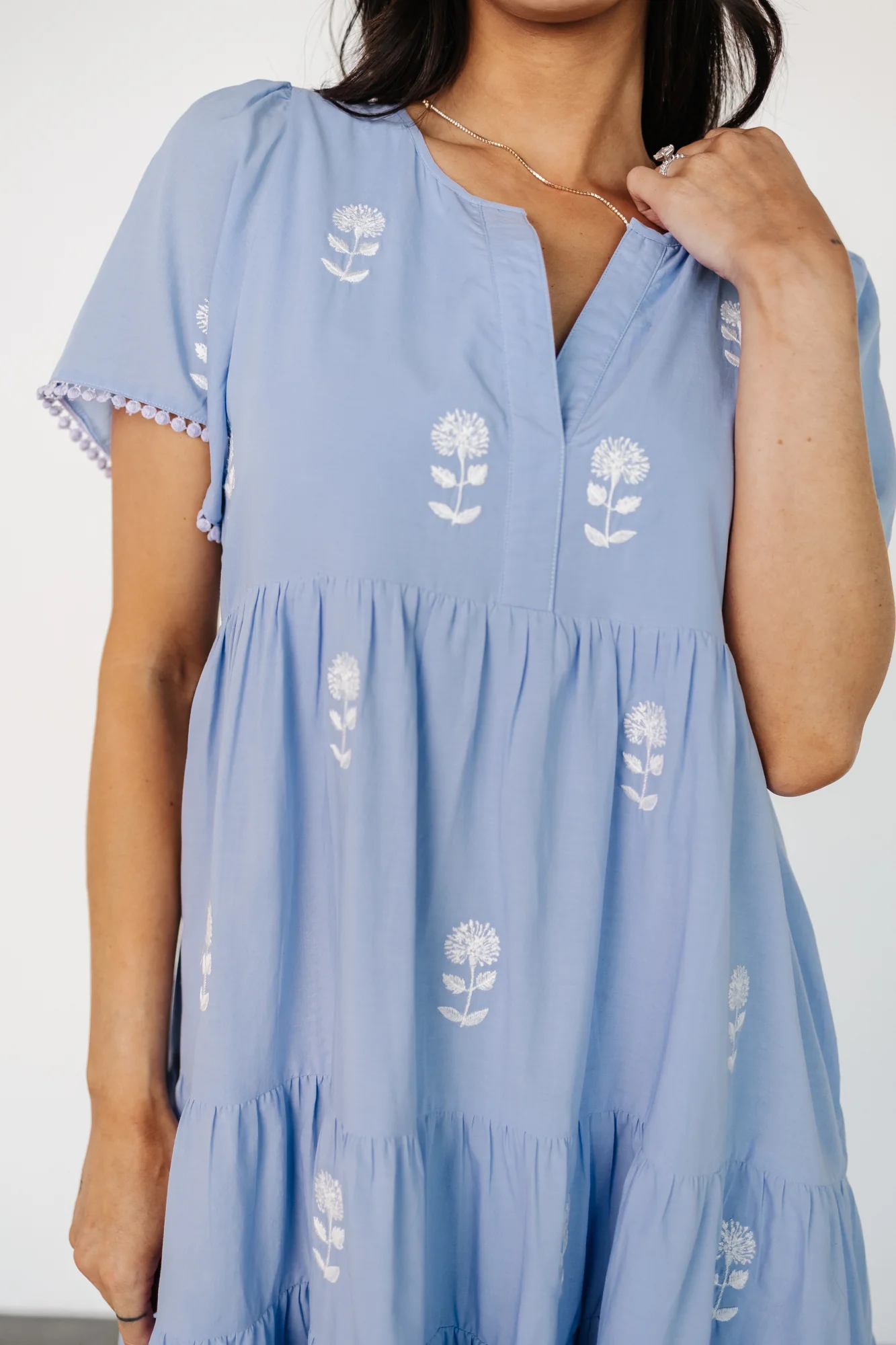 Keegan Short Dress | Blue + Ivory Floral - Meetpaco