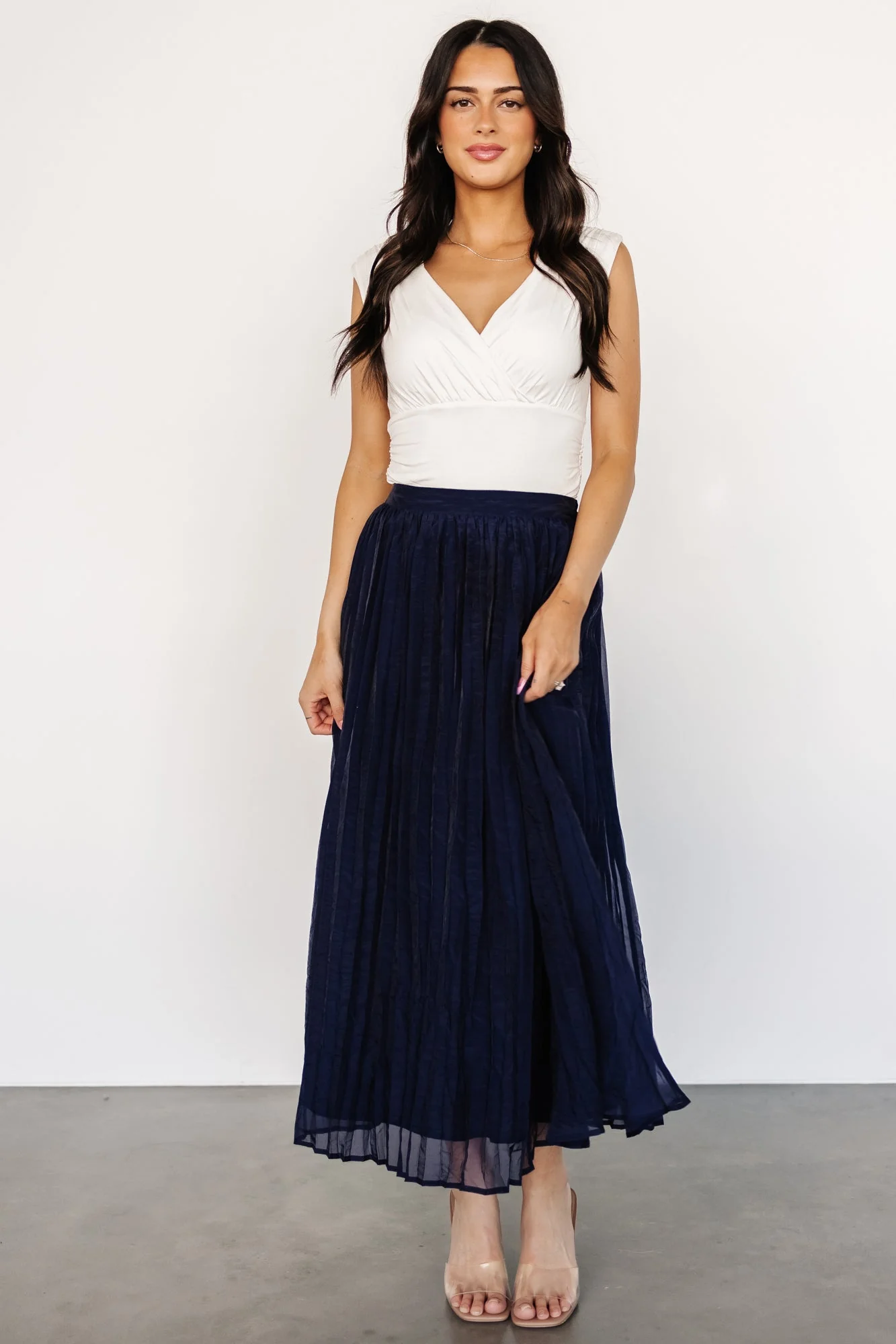Cyra Midi Skirt | Navy - Meetpaco