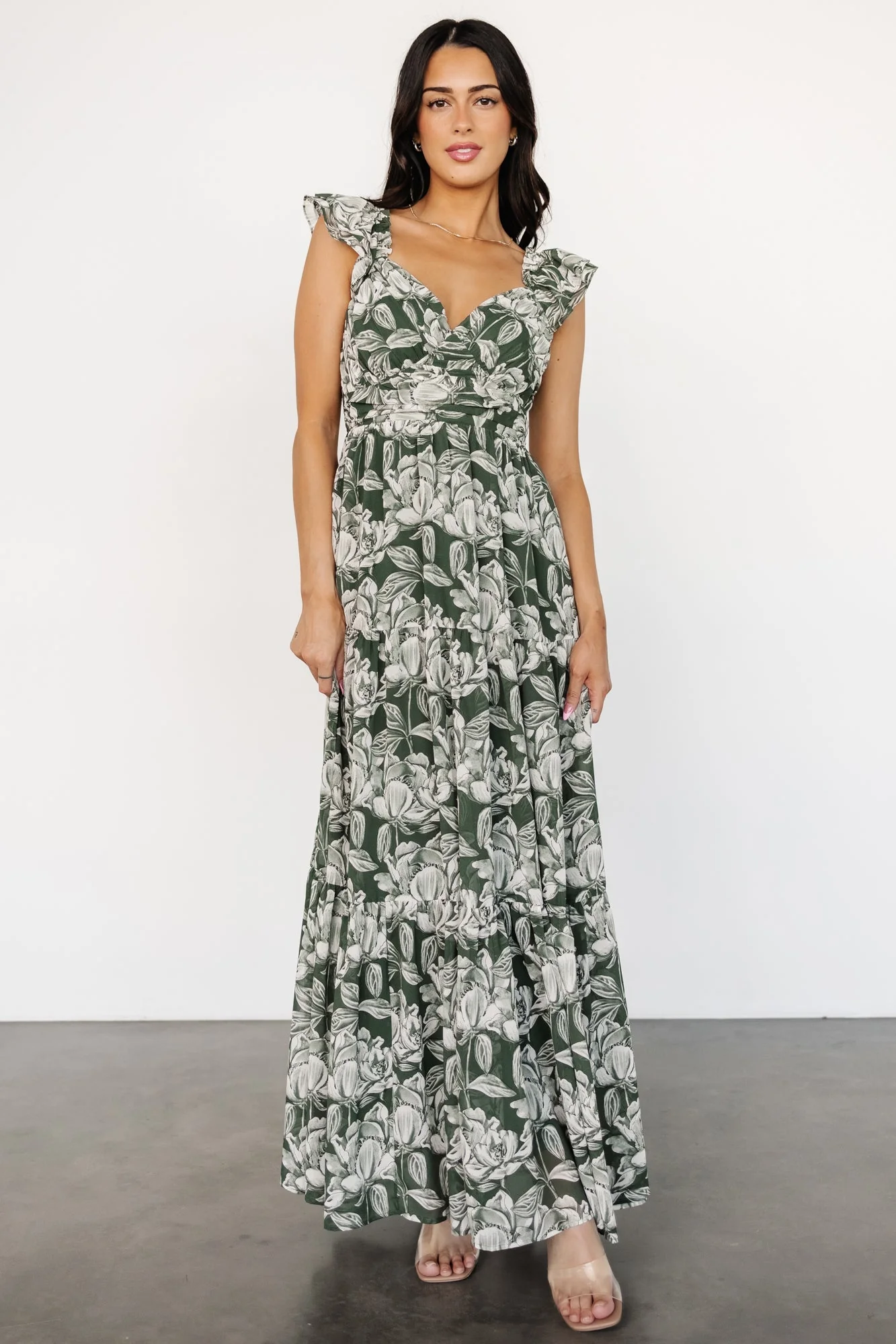 Martina Maxi Dress | Green + White - Meetpaco