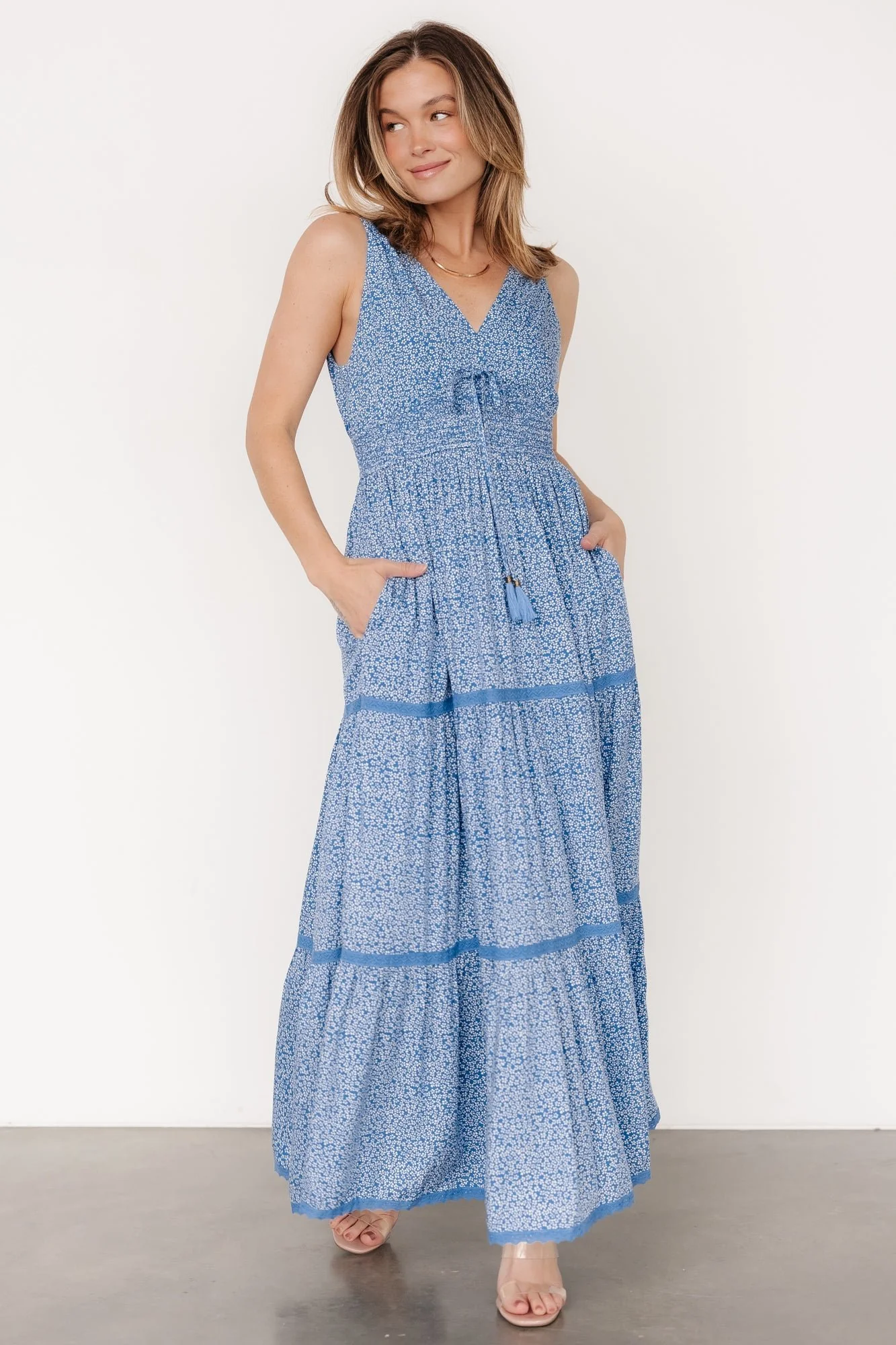 Lauren Maxi Dress | Blue Floral - Meetpaco