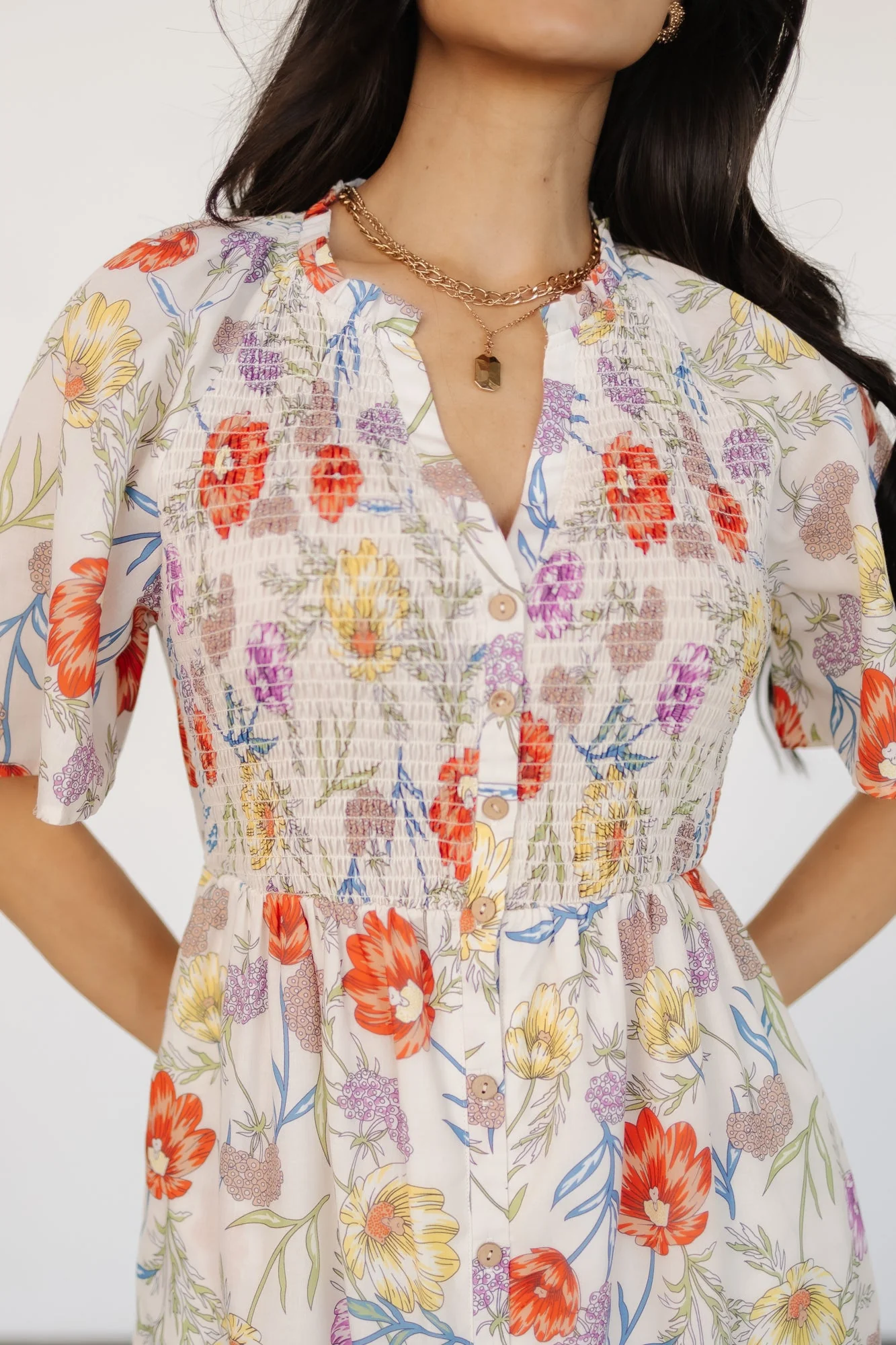 Botega Midi Dress | Ivory Multi Floral - Meetpaco